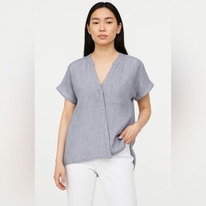 NEW DKNY Pure 100% Linen Short Sleeve Tunic Top - Size Large